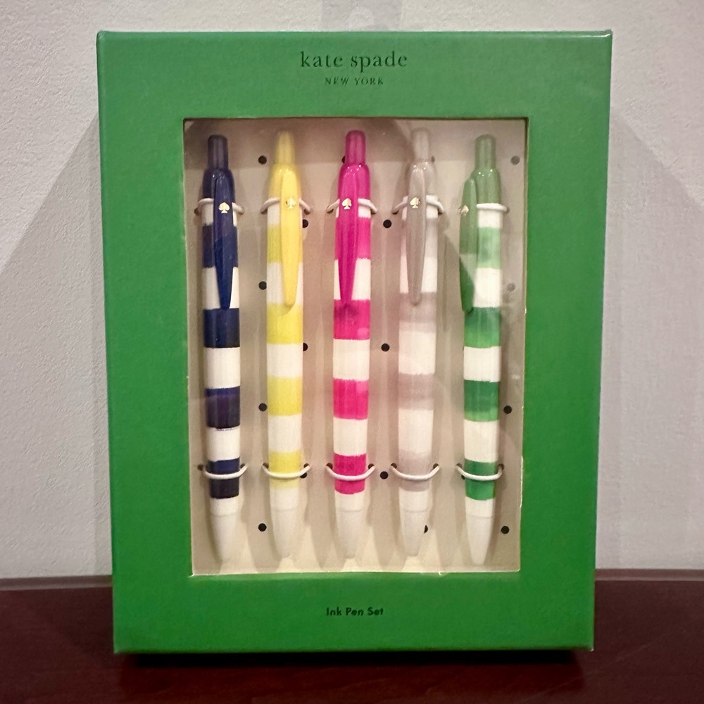 Kate Spade Rugby Stripe Pen Set - Multicolor design, black ink